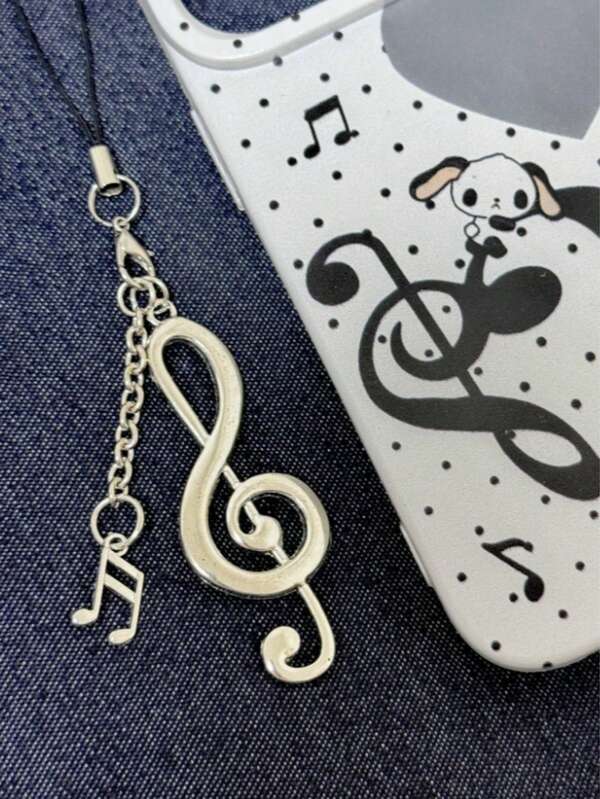 Diseño original Estilo Ins Y2K Nicho Cadena de teléfono de nota musical de metal - Accesorio colgante de encanto Decoración de correa de teléfono Mochila Adorno colgante hecho a mano Colgante de teléfono móvil Cordón de teléfono Estuche de auriculares Colgante