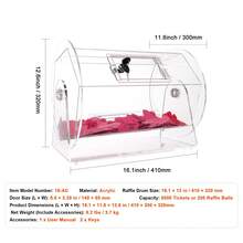 Acrylic Raffle Drum, Holds 5000 Tickets Or 200 Raffle Balls, Professional Raffle Ticket Spinning Cage With 2 Keys, Transparent Lottery Spinning Drawing, Raffle Ticket Box For Lottery Games Bingo - Transparent White - View 7