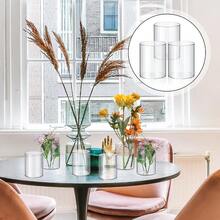 20 piezas Jarrón cilíndrico de plástico de 4 pulgadas, jarrón cilíndrico de acrílico a granel, pequeño contenedor transparente para flores, soporte para velas tipo huracán, contenedor redondo y ancho para centros de mesa para decoración del hogar, oficina y bodas - Claro - Ver 5