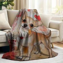 Super Soft Cute Dachshund Prints Flannel Printed 3D Blanket, As Birthday Gifts, Family, Wedding, Souvenir Blankets, Polyester Blankets Suitable For All Seasons, Washable, Machine Washable, Lightweight, Breathable, Comfortable, Warm, Unique, 280gsm For Him, Her Personalized Ideal Gifts For Her, Him, Family, Boyfriend, Girlfriend, Father, Family, Mother, Lover, Daughter, Son, Grandfather, Grandmother, Friend, Classmate, Pet.   Perfect Nap, Camping, Travel, Home, Daily Life, Office Decoration, Birthday, Anniversary, Valentine's Day, Thanksgiving, Christmas, Halloween, Mother's Day, Father's Day, Wedding, New Year Gifts ,Sofa,Bed,Car,Bedroom,Living Room,Office,  Outdoor Camping, Beach,Wall Decoration - 多色10 - 查看 4