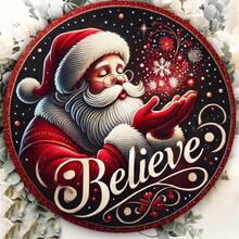 2D Flat - 2D Plane, 1pc, Santa Believes Vintage Holiday Party Round Sign, Room Decoration, Home Decoration, Holiday Party Decoration, Men'S Cave Decoration, Dream Decoration, Wall Decoration, Garden Decoration, Courtyard Decoration, Bar Decoration 7.8X7.8