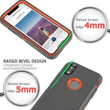 FOGEEK 多层保护防震、防摔、防滑重型保护手机壳（三合一），兼容 16、16 Plus、16 Pro、16 Pro Max、Galaxy 智能手机 - 深灰橙 - 查看 6