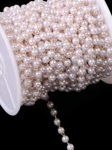 1 Pieza / 1m Cadena de Perlas Falsas de ABS con 6 diámetros de perla diferentes, 2 colores de cadena, adecuado para manualidades de joyería DIY