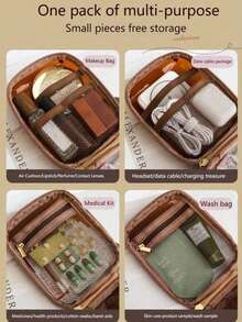 1pc Portable Mini Makeup Bag Coin Wallet, Warm Small Bag, Essential Backpack For Back To School, Small Beach Travel Storage Bag, Summer Holiday Cosmetic Organizer, Mini Handbag, Travel Cosmetic Case, Bathroom Decor Cosmetic Storage Bag Autumn University Essentials Travel Essentials Vacation Travel Bag For Women Makeup Organizer Make Up Bag - Multicolor - View 6