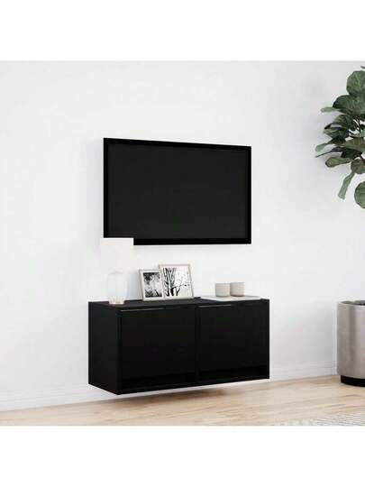 VidaXL TV Wand Unit LED Lighting 80x31x35 Cm Zwart view 4