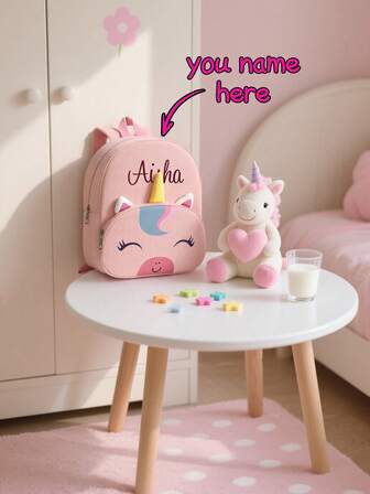 Mochila personalizada con unicornio para niñas (3-6 años) | Bolso de animal de pana lindo | Regalo perfecto para cumpleaños, Navidad y ocasiones especiales, Niños, Noche de gala, Moderno, Colorido, Lindo