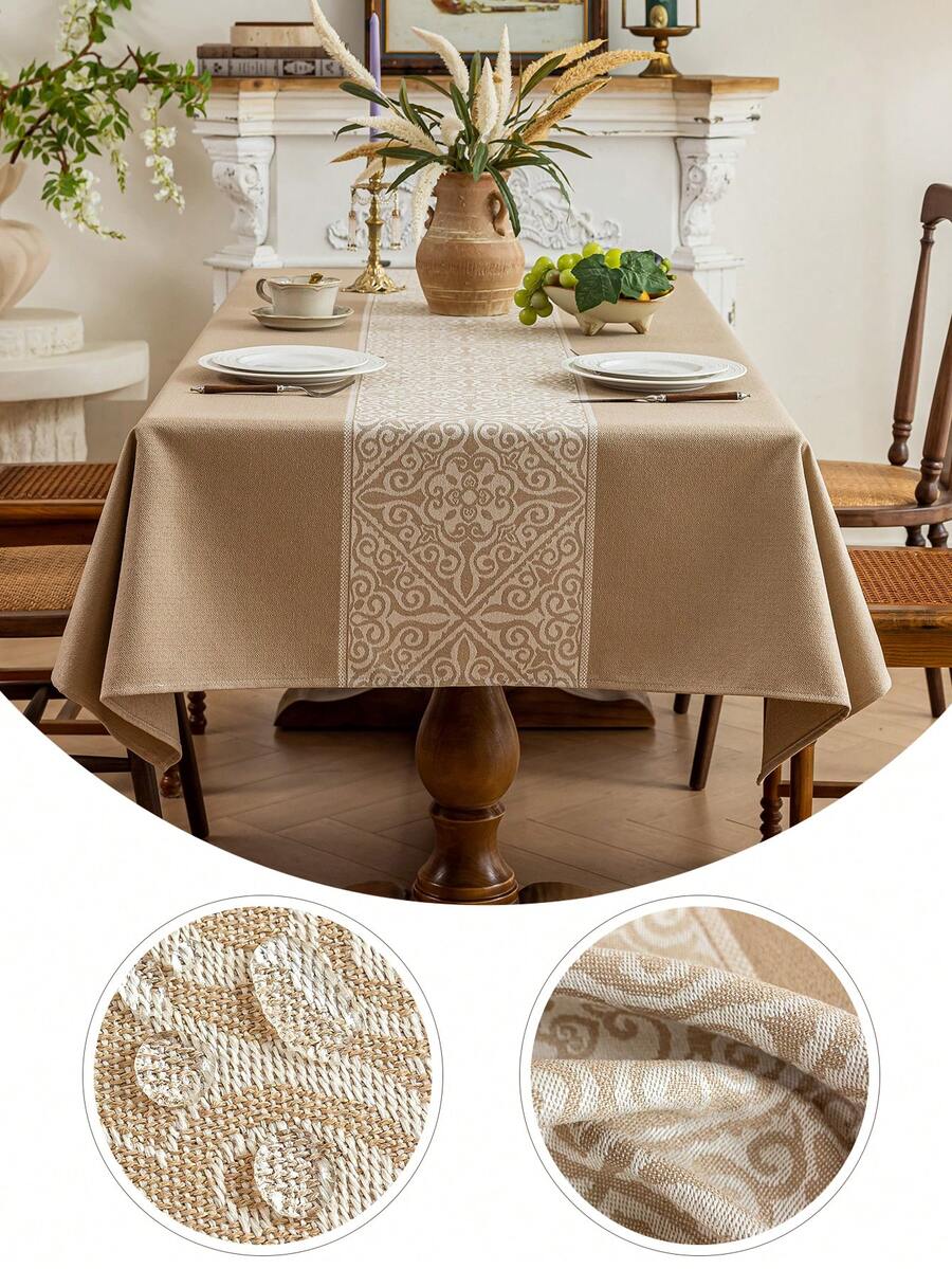 1pc Water-Resistant Rectangular Tablecloth, Fashionable Nordic Style, Suitable For Dining Table, Living Room, Home Decor, Holiday Gift & Party Decoration, Multiple Sizes Available - Multicolor - View 1