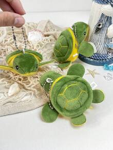 1pc (8cm/3.14in) Unisex Knitted Mini Turtle Keychain, Cute Cartoon Plush Polyester Fiber Backpack Pendant, Versatile Gift For Friends, Couples, Daily, Birthdays, Festivals, All Seasons, Car Decor, Graduation, Summer Beach, Small Presents Car Accessories Bag Charm School Goth Y2k