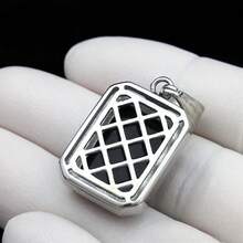 18-36"MEN Stainless Steel 3mm Silver/Gold Plated Box Chain Rhinestone Pendant - Đá quý bạc + đen - Xem 3