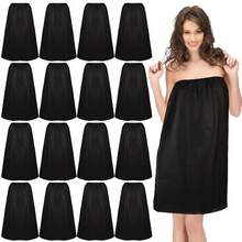 Batas desechables para spa de mujer - Cierre ajustable, toalla no tejida, tela suave negra para salón, bata de baño y vapor, toalla de salón | Bata de baño con estilo | Envoltura con cierre ajustable, toallas de spa