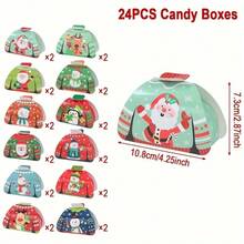 Christmas Gift Boxes With Reindeer Design - Paper Treat Containers For Housewarming, Anniversary, And Holiday Celebrations - Festive Ugly Sweater, Santa, Snowman Themed Party Favors For Winter, Christmas, New Year Decor