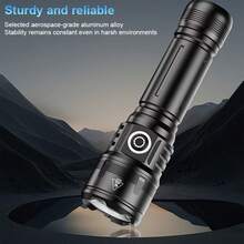High Lumen Aluminum Alloy Ignition Flashlight, Equipped With 21700 Lithium Battery, 3000mAh Ultra-Long Battery Life, Suitable For Wilderness Survival, Camping, Fishing And Night Cycling, Rechargeable, For Travel - Black - View 7