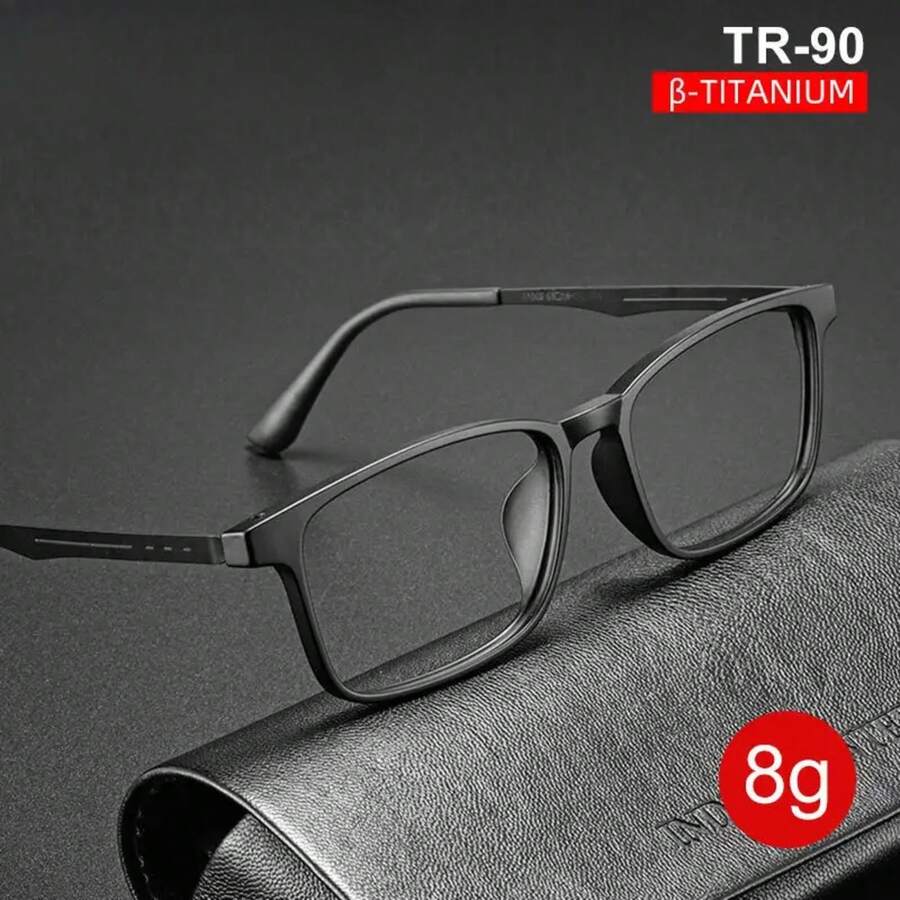 1 Pair Of TR90 Titanium Frame Glasses - Lightweight Non-Prescription Glasses, Unisex Simple Business Daily Style, Suitable For Formal/Casual Occasions - Ideal Gift For Birthdays, Graduations, Halloween - TR90 Material, Fashionable Design, Versatile Accessory, Durable And Elegant - C2-霧面黑 - 查看 1
