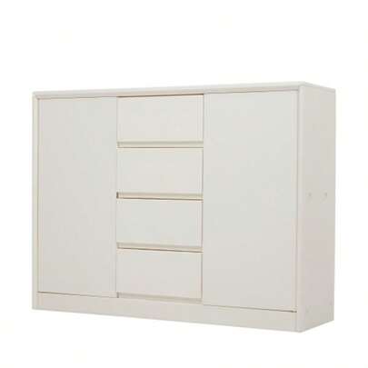 Large-Capacity Sideboard/Chest With 4 Drawers, Plastic Cabinet, Lightweight Storage, Perfect For Living Room, Kitchen, Or Clothing Storage. Stylish, Scandinavian Design.