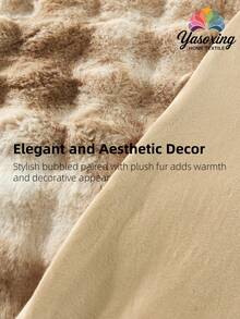 1pc Camel Tie-Dye Cozy Rabbit Fur Plush Blanket Queen Twin King Size Luxury Fluffy Long Plush Blanket Bedding Throw Soft And Comfortable Couches Blankets For Home, For Sofa, Living Room Queen Twin King Size - Camel - View 6