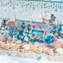 Zestaw 10 naklejek z motywem roślin oceanicznych w stylu vintage, długie paski z różnych materiałów do scrapbookingu, prowadzenia dziennika i majsterkowania - Wielokolorowe - Zobacz 6