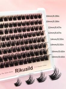 Rikuaild 96片D型卷翘湿润妆效簇状假睫毛，长度渐增，打造自然凌乱的单根睫毛效果，浓密簇状，打造湿润妆感，适合高品质假睫毛。睫毛簇，单根睫毛，假睫毛 - D - 查看 4