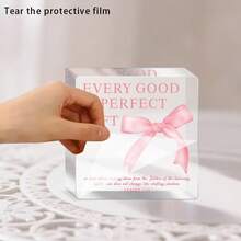 4 Stück rosa Schleife Acryl Plakette, motivierendes Zitat Schreibtisch Accessoire mit Schleife, Schreibtisch Plakette Dekoration für Studentenwohnheim, Geschenkidee für Frauen, Weihnachtsdekoration