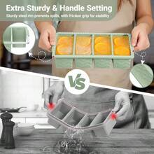 Silicone Freezer Molds Soup With Lid, 1 - Cup 2 - Cup Large Cube Trays Food Storage Containers Meal Prep, Freeze 250mL125mL Portions U2013 2 Pack - Green - View 7