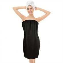 Batas desechables para spa de mujer - Cierre ajustable, toalla no tejida, tela suave negra para salón, bata de baño y vapor, toalla de salón | Bata de baño con estilo | Envoltura con cierre ajustable, toallas de spa