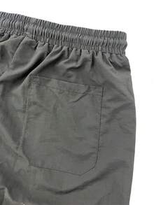 男士休闲宽松长裤，抽绳腰带，后袋设计，适合休闲约会、日常散步等场合。 - 灰色 - 查看 4