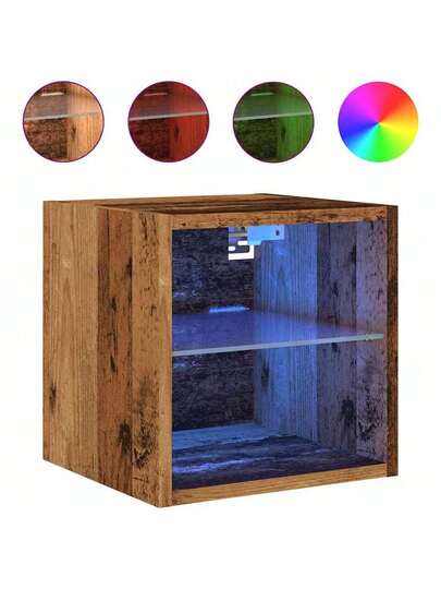 VidaXL TV Wand Unit LED Lighting 30x28.5x30 Cm Old Wood view 3