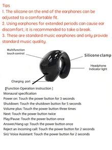 1 Pc Single Ear Clip Earbud Wireless Headphone TWS With Microphone, Handsfree Headset For Running Fitness Gym EarClip