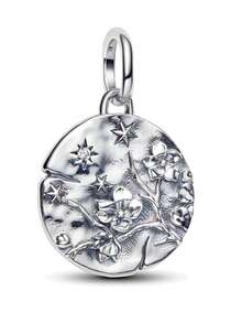 1pc Fashionable Charm Electroplated Silver Beaded Pendant, Versatile For DIY Bracelet, Necklace, Gift - Silver - View 9