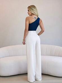 Women's Bodysuit Mula Manca Blouse Fashion Suplex Fashion Blogger - Màu xanh hải quân - Xem 2