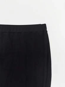 Plus Size Fitted Top And Bodycon Skirt 2 Pieces Set Elegant Black Summer - Black - View 7