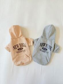 印花狗狗连帽卫衣，保暖衣物，适合小型和中型犬，吉娃娃外套，幼犬服装，猫咪服装 - 灰色 - 查看 10