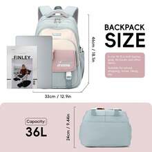 Grundschultasche Mädchen, 36 Liter Kawaii Freizeitrucksack mit Anhänger, Leichte und wasserdichte Schultasche aus Nylon für Mädchen von 9-18 Jahren