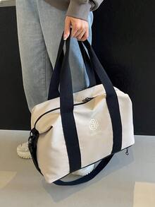 大容量短途旅行包，轻便手持运动健身包，干湿分离，瑜伽垫包，独立鞋隔层，男女通用行李包，适合旅行、通勤、上学 - 米色 - 查看 5