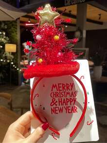 New Christmas Reindeer Antlers Headband With Cute Animal Elements - Holiday Hair Accessories, Fashionable Dress Up Headbands, Great For Gift Giving - Single Pack, Women's Cute Antlers Headband, Polyester Christmas Party Hair Accessories Headband