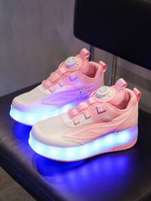 GUANGLAN USB Chargable LED Light Up Roller Shoes Wheeled Skate Sneaker Shoes For Boys Girls Kids Halloween Shoes Roller Skates