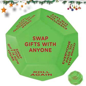Santa Swap Gift Exchange Dice, 2025 New - Exchange Dice Game, Christmas Dice Gift Exchange, 12 Different Sides - Christmas Group Party Game