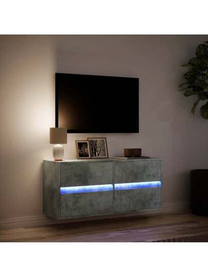 VidaXL TV Wand Unit LED Lighting 100x31x45 Cm Concrete Grijs view 5