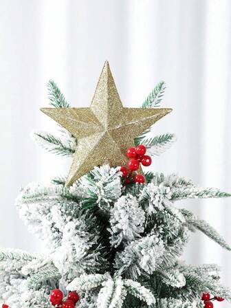 1pc Christmas Tree Topper Star Ornament, 20*20cm Sparkling Plastic Christmas Tree Top Star Hanging Decor, Merry Christmas Party Decorations Supplies, Home Decor, Room Decor, Winter Holiday Christmas Tree Decor, Xmas Gifts, Party Favors, Christmas Glitter Star Tree Topper For 2026 New Year Home Holiday Decoration, Halloween