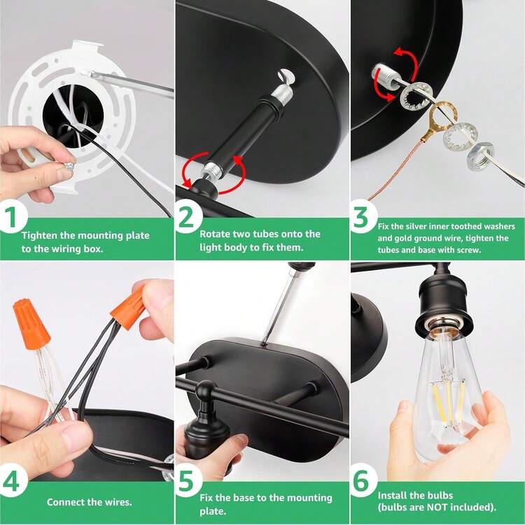 Bathroom Light Fixtures, 3-Light Matte Black Modern Vanity Lights, Vintage Wall Sconce Lighting, Bathroom Wall Lamp, E26 Base Porch Wall Lamp For Mirror Living Room Cabinet (Bulbs Is Not Included) - 黑色 - 查看 8