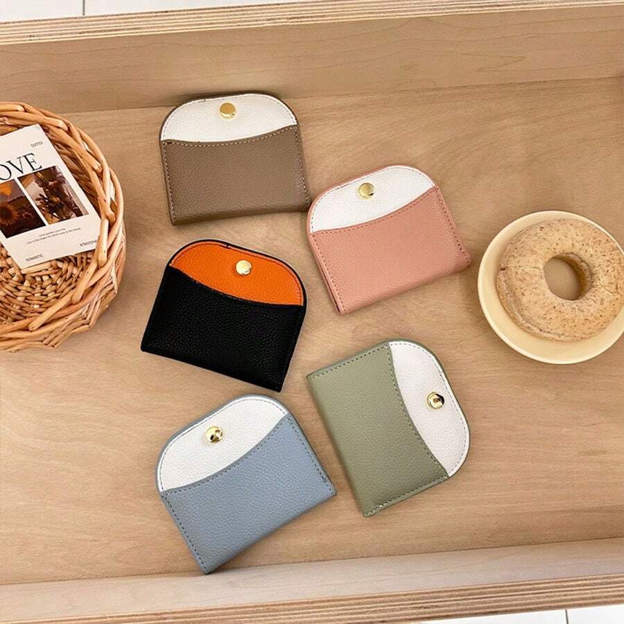 Carteira Compacta de Couro Macio Minimalista, Carteira de Moedas Pequena e Fina, Estilo Coreano com Toque de Luxo para Mulheres, Carteira de Dinheiro Mini, Carteira Pequena, Carteira Fofa, Estilo Y2K