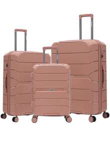 4PCS Carry-On Luggage Sets, Travel Suitcase With Wheels And TSA Custom Lock, PP Hardshell Suitcase, Expandable For More Capacity, Suitable As Gifts For Friends, Durable Luggage Sets For Outdoor Office Back To School College Travel Business Holiday Vacation - Hoa hồng vàng - Xem 11
