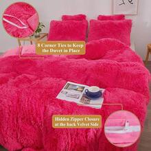Plush Shaggy Duvet Cover Set, Ultra Soft Fluffy Bedding Sets 3 Pieces (1 Fuzzy Comforter Cover + 2 Pillow Cases), Zipper Close (, Pink), Luxury Bedding - Hot Pink - 查看 6