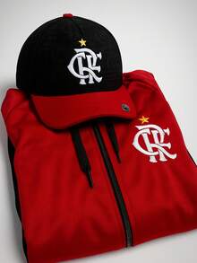 Flamengo Retro Windbreak Men's Windbreaker Jacket Kit + Cap - Red and Black - View 1