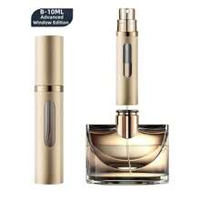 1 件重新设计的香水喷雾瓶，便携式香水可再填充雾化器，底部填充迷你喷雾旅行香水瓶，泵直接从底部填充，无需取下瓶盖，100% 纯玻璃内瓶，带有可视窗口，因此您可以轻松知道剩余香水量，有 5ml / 8ml / 10ml 可供选择