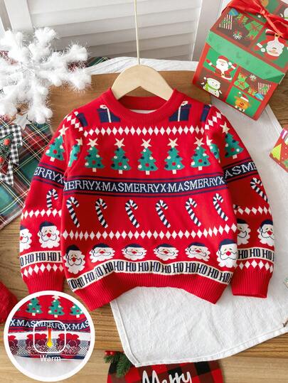 Suéter de manga larga con diseño de Papá Noel y árbol de Navidad, regalo de Navidad, cuello redondo, adecuado para fiesta de Navidad, uso diario, primavera, otoño, invierno