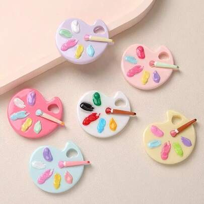 5件套混合仿真调色盘DIY装饰，适用于娃娃屋、剪贴簿、婚礼装饰、发饰、鞋花及其他手工工艺品，树脂配件