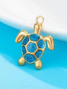 1 pieza Colgante de tortuga de acero inoxidable 3D, un encanto lindo y de moda adecuado para collar, llavero, accesorio para el cabello, pulsera DIY
