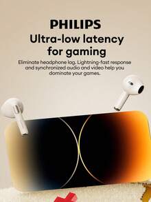 飞利浦 TAT1420 极简蓝牙耳机 半入耳式 蓝牙 V6.0 全景音效 高品质音频 ENC 通话降噪 长续航 游戏 音乐 低延迟 无线耳塞 兼容智能手机和电脑 - 彩色 - 查看 6