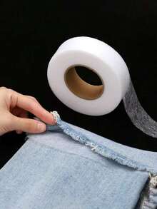 1pc Double-Sided Iron-On Hemming Tape, Strong Adhesive Heat Bonding Tape, Iron-On Fusible Web For Clothing Alterations, Pants, Jeans, Skirts - 白色,寬1.5公分/長25米 - 查看 3