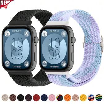 حزام سولو لوب مضفر متوافق مع ساعة هواوي فيت 3 / 4 / 4 برو، حزام استبدال من النايلون قابل للتعديل، اكسسوارات سوار بتصميم أنيق وملائم